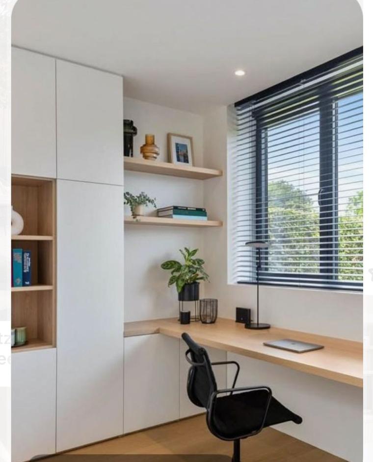 Fitted desk and storage
