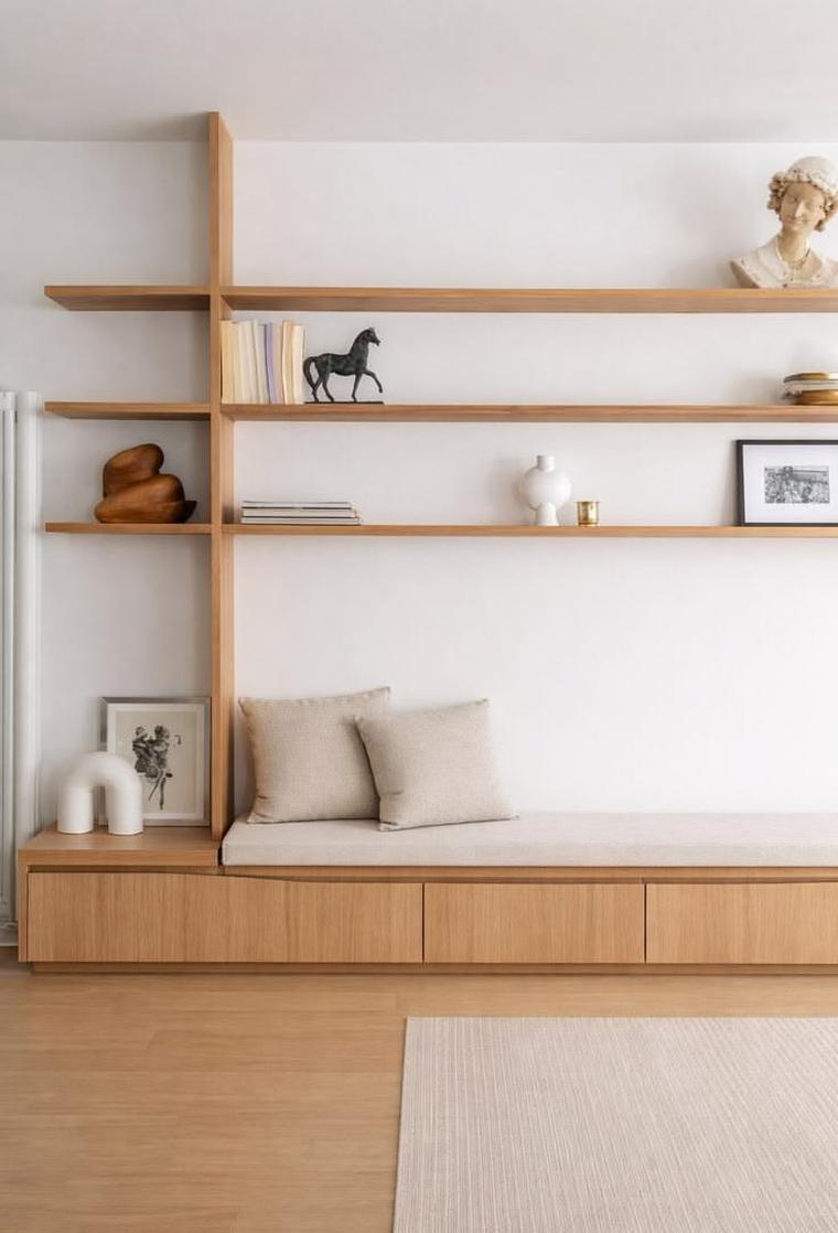 Fitted nook shelving and seat