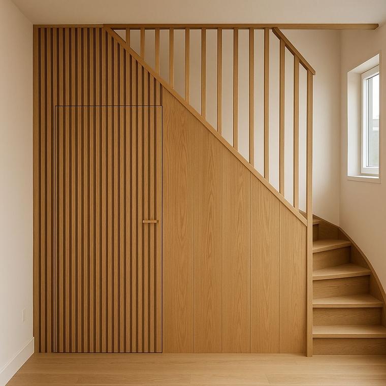 Under-stairs, slatted